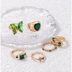 Diamond butterfly Snake Metal Ring Set (6 pcs 1 set)